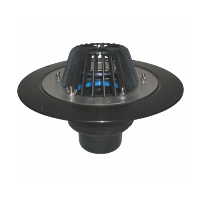 133989_l.jpeg VALRain ROOF DRAIN DN110 WITH INSULATING COLLAR, STAINLESS STEEL FLANGE AND LEAF GUARD